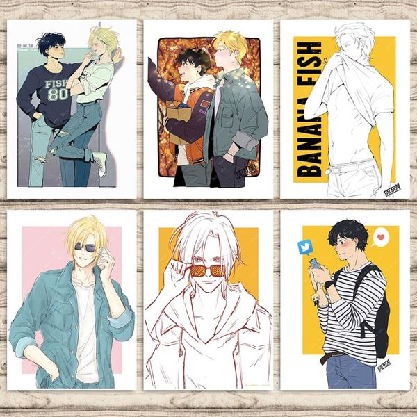 

paintings banana fish ash lynx japan anime cartoon canvas painting vintage wall picture kraft poster coated stickers home decor gift