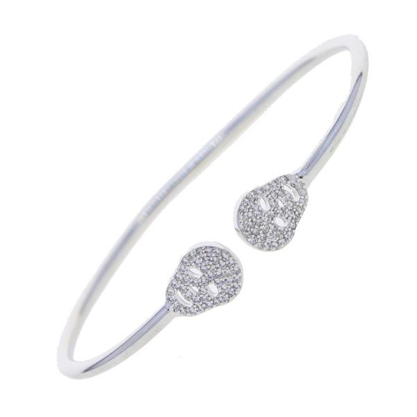

charm bracelets wholesale fashion design white clear cz skull open adjusted size for women girl party gifts jewelry, Golden;silver