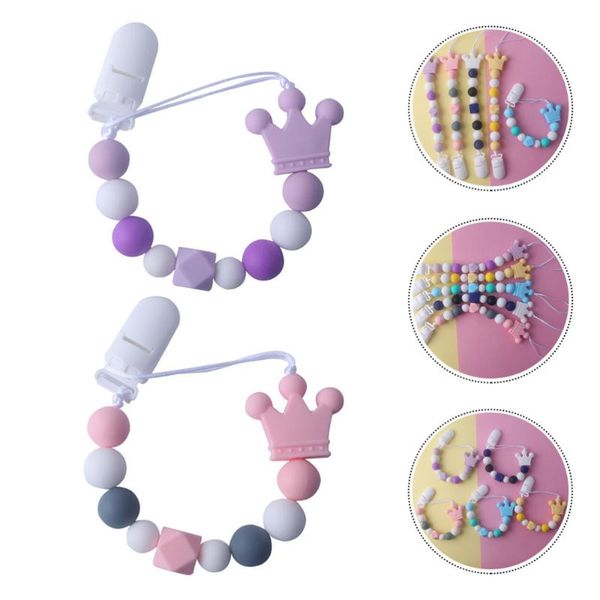 

pacifiers# 2pcs infant pacifier silicone chain anti-lost holder baby teething