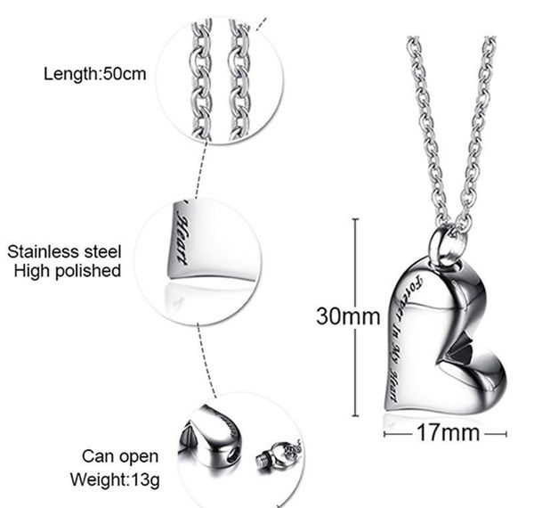 

2020 stainless steel peach heart necklace memorial cremation urn locket pendant bone ash jewelry for me sqclkx footballshoe, Silver