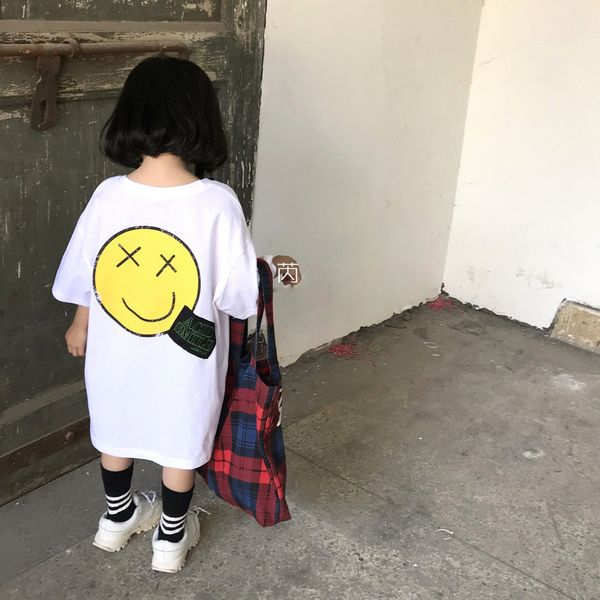 

2019 new summer item girl long t-shirt with big smile design y200704, Blue
