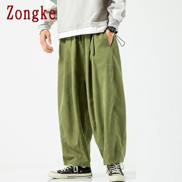 

men's pants zongke casual wide leg men japanese streetwear trousers joggers sweatpants harajuku hip hop 2021 m-5xl, Black