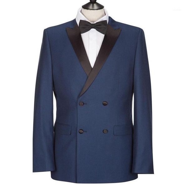 

men's suits & blazers navy blue double breasted men for wedding groom tuxedos coat formal business man suit set jacket fashion only1, White;black