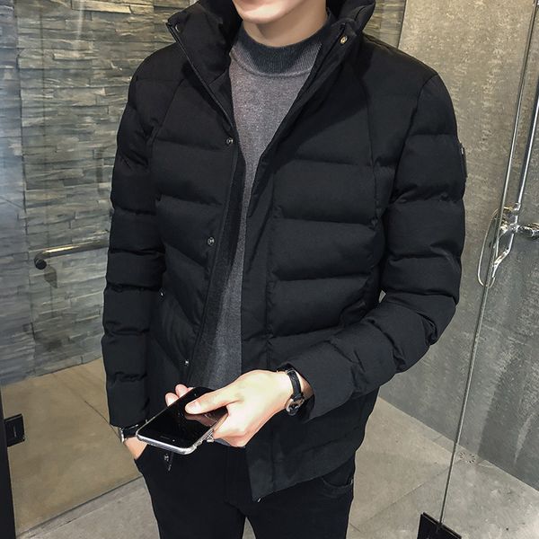 

winter 2020 new stand collar short jaet tide brand bread down cotton padded men's coat, Black