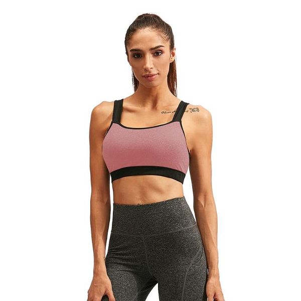 

gym clothing fitness women sports bras tank padded workout vest backless racerback splice color running yoga push up sport brassiere, White;black