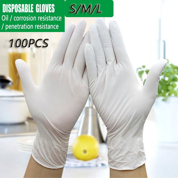 

100 pcs disposable latex labor insurance waterproof hand wearable thicken protective universal food rubber gloves dhl fr