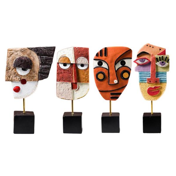 

modern resin crafts abstract face statue sculpture art ornament creative living room wine cabinet home office bar shelf decors