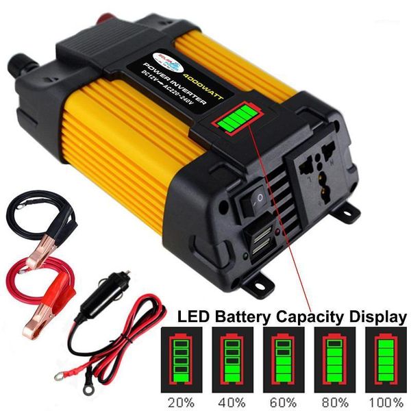 

4000w/6000w dc12v to ac110/220v car switching inverter led display dual usb power converter adapter voltage transformer1