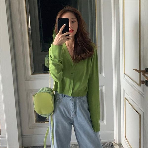 

women autumn fashion solid long sleeve v neck thin blouse sun protection button up knitted blouse drop shipping, White