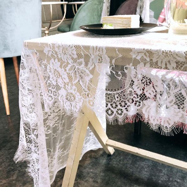 

150*300cm white theme wedding home decoration table runner textile nappe dustproof tablecloth home wedding party decor