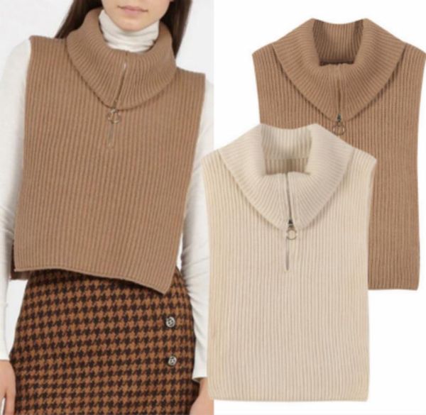 

2020 new style in autumn winter fashion versatile simplicity commute solid high collar easy zipper vest sweater for women, Black;white