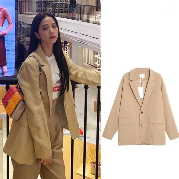 

kpop seo yea ji same women loose british style coat elegant solid color jacket female autumn fashion long sleeves jackets1, Black;brown