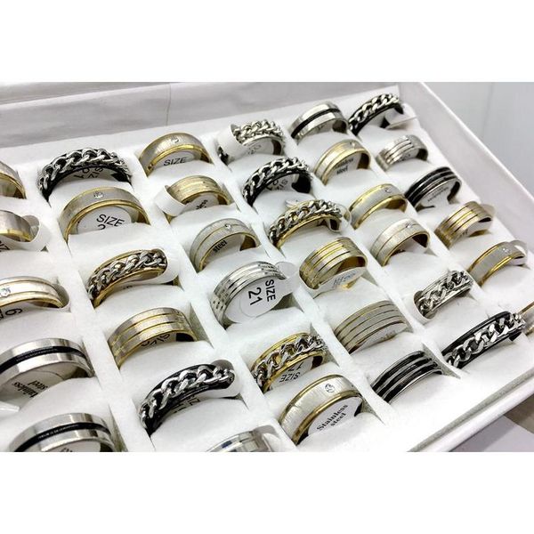 

36pcs 3 mixed style men's womens stainless steel rings wholesale fashion jewelry lot part wmtwiz hat7890, Silver