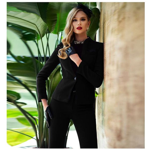 

women's two piece pants special offer pantalones mujer office uniform womens business suits formal style women work wear suitwomen cust, White