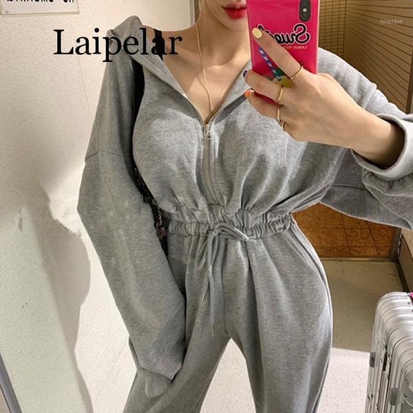 

spring autumn women casual jumpsuits female romper hooded zipper outwear jogging outfits jumpsuit1, Black;white
