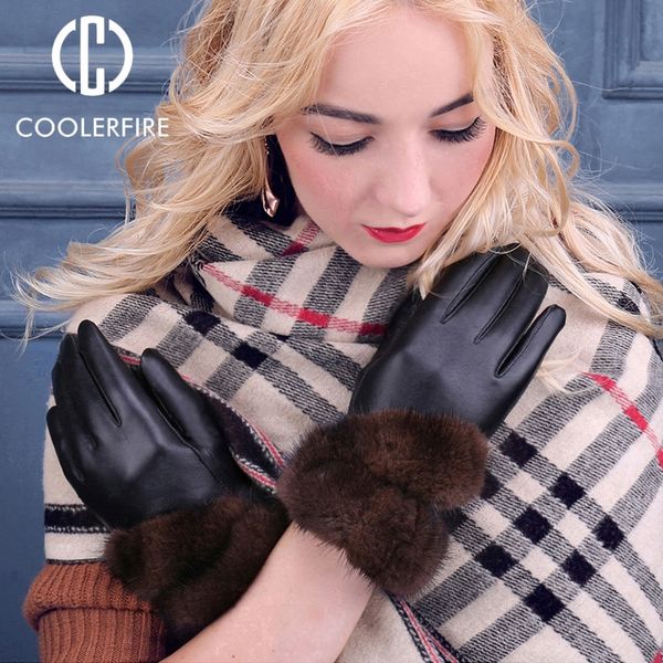 

leather coolerfirnew quality designer wome genuine high sheepskin mittens warm winter gloves for fashion female lj200925