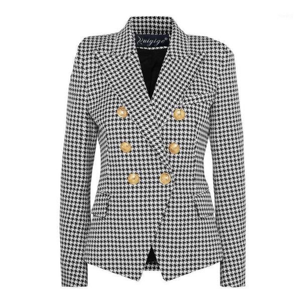 

liva girl 2020 fashion european casual slim fitness metal gold button jacket white black khaki colors female blazer1