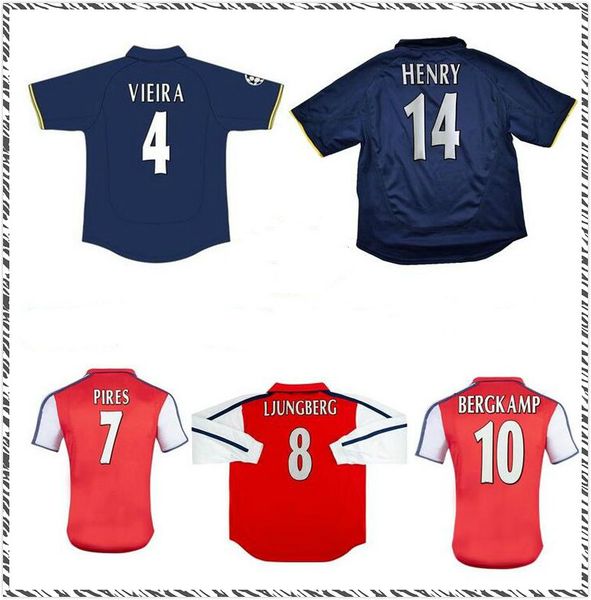 

2000 2002 bergkamp henry retro soccer jersey 2001 home away vieira pires keown ljungberg wiltord cole classic vintage football shirt, Black;yellow