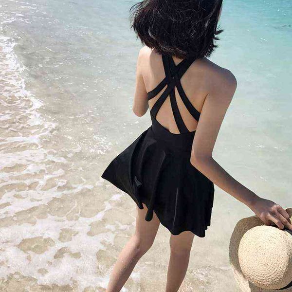 

luxury designer women's swimwear bikini swimsuit women's 2022 style covered belly thin conservative skirt small cht gathered large, White;black