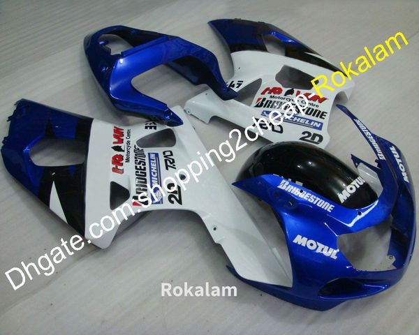 K1 Verkleidungsset für Suzuki GSX R600 R750 2001 2002 2003 GSXR750 GSXR 600 750 Blau Weiß Schwarz Zündungen (Spritzguss)
