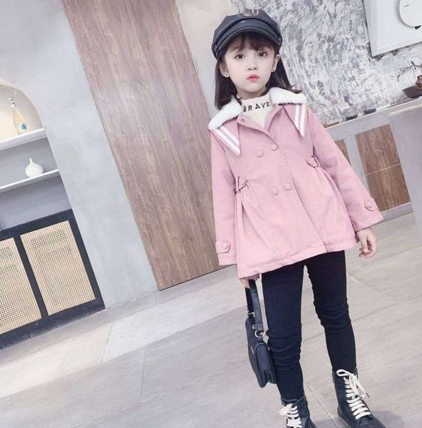 

medium 2020 new girls' autumn coat length windbreaker temperament cardigan children's fashion korean top, Black