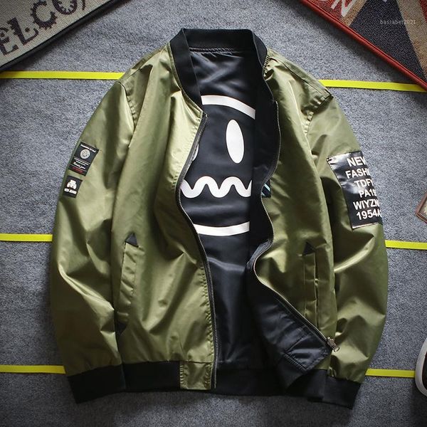 

men's jackets e-baihui bomber jacket men pilot with patches green both side wear thin wind breaker1, Black;brown