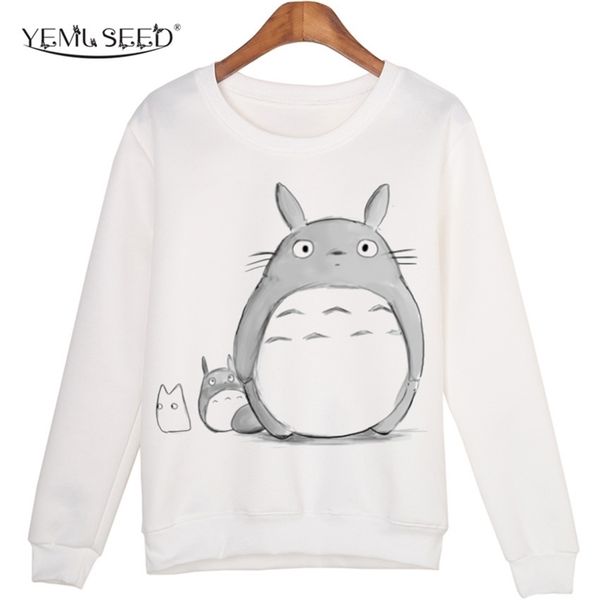 

casual 3d sweatshirt women winter clothing cartoon totoro print moleton feminino hoodies o-neck pullover wmh31 y200608, Black