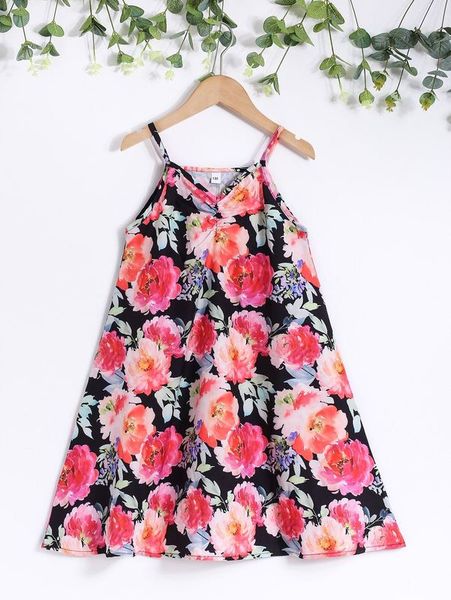 

girls allover floral cami dress she, Red;yellow