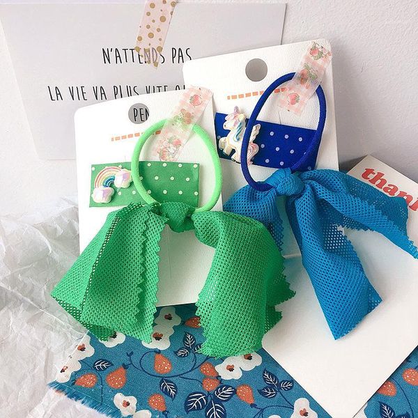 

hair accessories 2 pcs simple girl ropes cute cartoon point yarn bow square bb elastic rubber band for children fashion accessories1, Slivery;white
