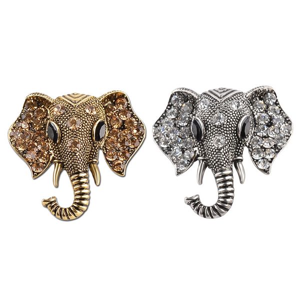 

fashion and creative elephant personality animal alloy inlaid with diamond brooch and brooch accessories, Gray