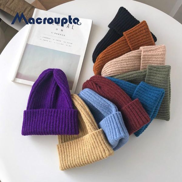 

beanie/skull caps candy colors winter hat women knitted warm soft trendy kpop style wool beanie elegant all-match, Blue;gray