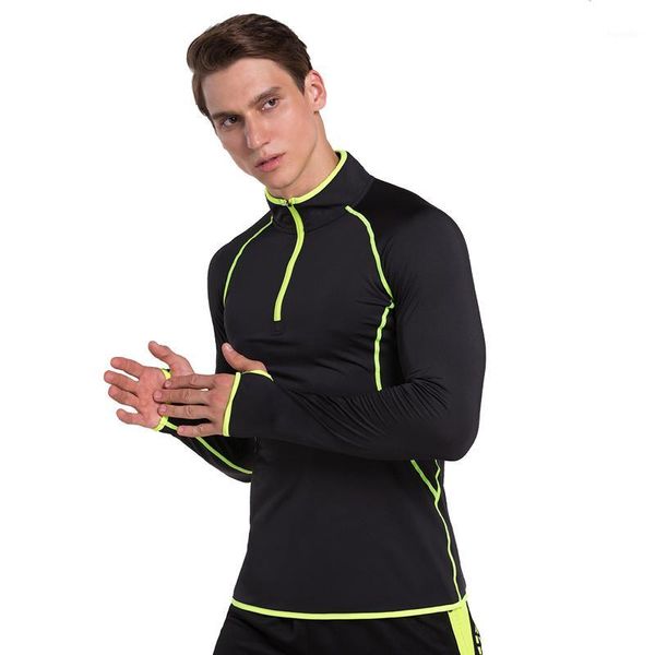 

men running run jacket fitness exercise sports soccer football gym jogging jogger compression training long sleeve jackets1, Black;blue
