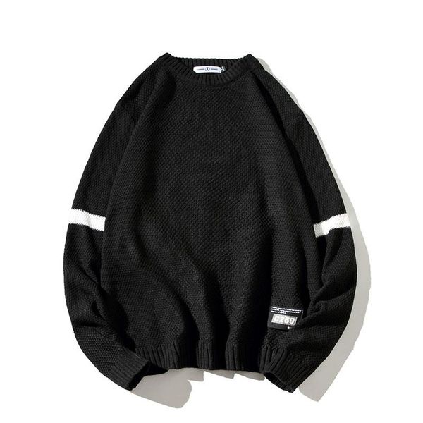 

sweater male 2020 autumn winter casual fashion korean clothing knitted crewneck pullover oversize 5xl long sleeve warm sweater, White;black