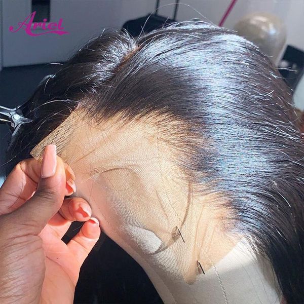 

lace wigs straight front wig remy peruvian human hair for black women transparent pre plucked closure, Black;brown