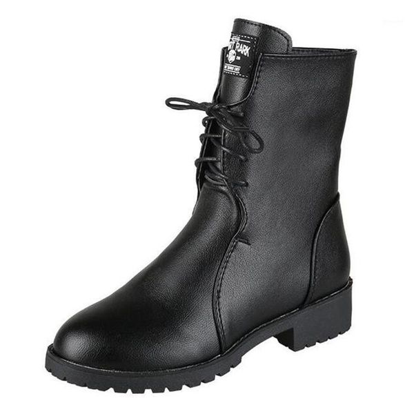 

boots 2021 women's riding flat bottom large size retro side pull fashion casual platform womens shoes1, Black