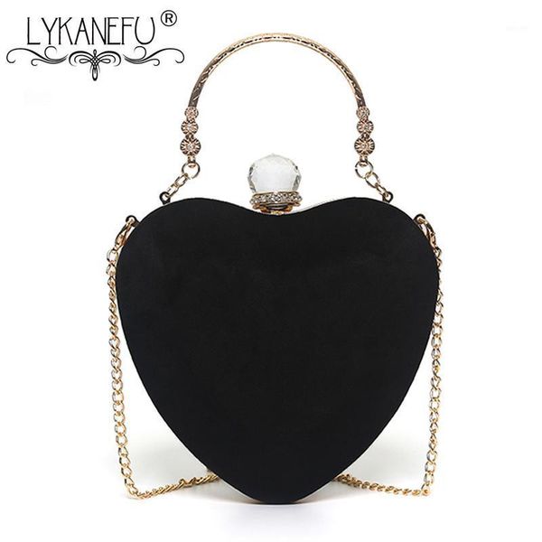 

lykanefu heart shaped evening bag ladies tote clutch purse women hand wedding clutches party hand bag chain shoulder bags1