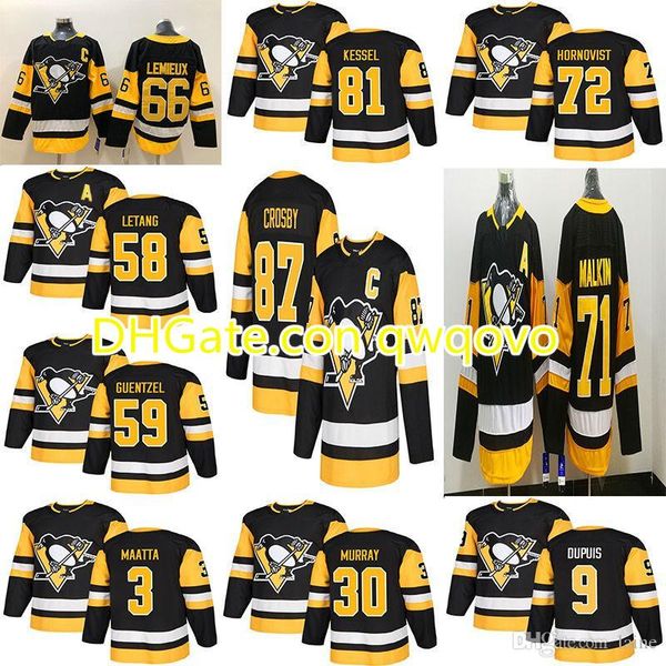 

pittsburgh penguins jersey third 87 sidney crosby 71 evgeni malkin phil kessel kris letang hagelin lemieux murray maatta guentzel hockey men, Black;red
