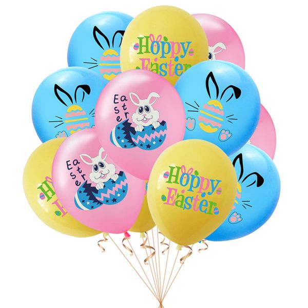 Счастливой Пасхи Кролик Воздушные шары 12-дюймовый латекс Воздушный шар Пасхальный декор Яйца Мультфильм Bunny Bunny Balloons Фестиваль орнамент Детские игрушки E122304