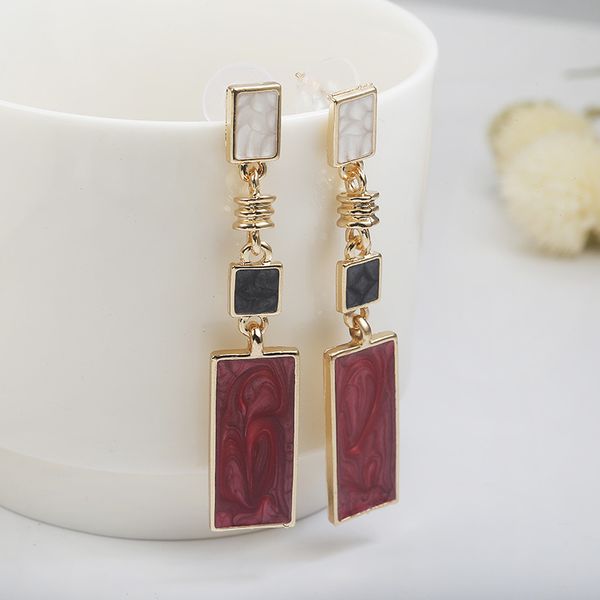 

sexemara bohemian earrings statement jewelry exaggerated antique red metal square drop earrings women boho ethnic female earring, Golden