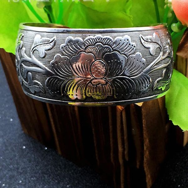 

new gypsy square flower metal tibetan silver vintage retro fashion bangle for her christmas gift, Black