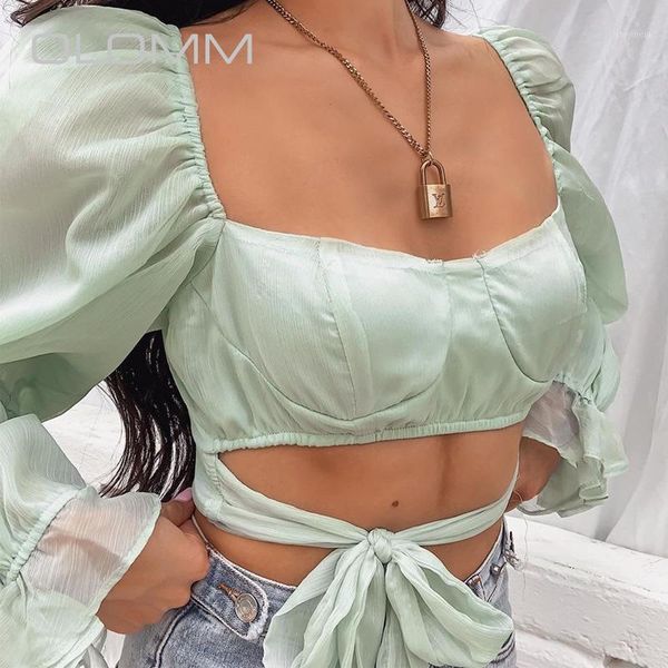 

chiffon shirt women's 2020 summer new fresh artistic short cardigan bell sleeve ruffles backless lace-up women1, White