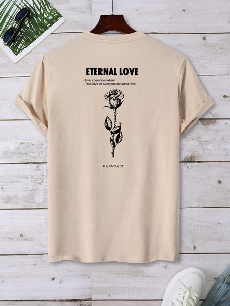 

men slogan and rose graphic tee r1wd#, White;black