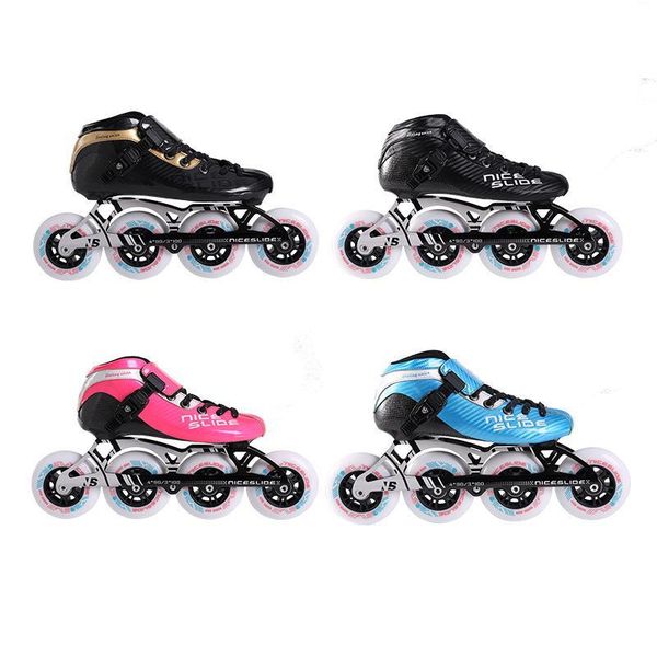 

carbon fiber shell roller skates professional skating shoes sliding inline sneakers 1 row line 4 wheels training women men
