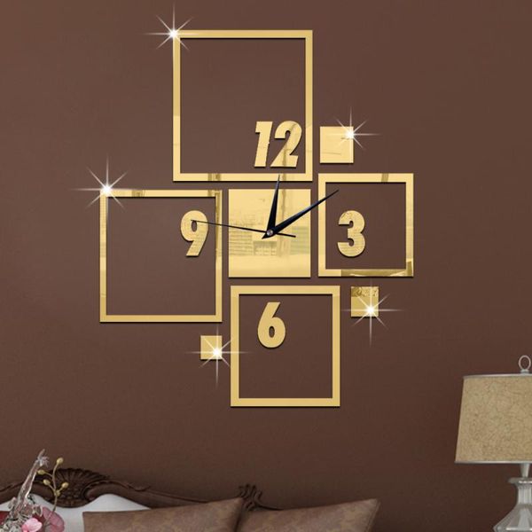 

wall clocks diy 3d clock creative living room bedroom fashion mirror mute