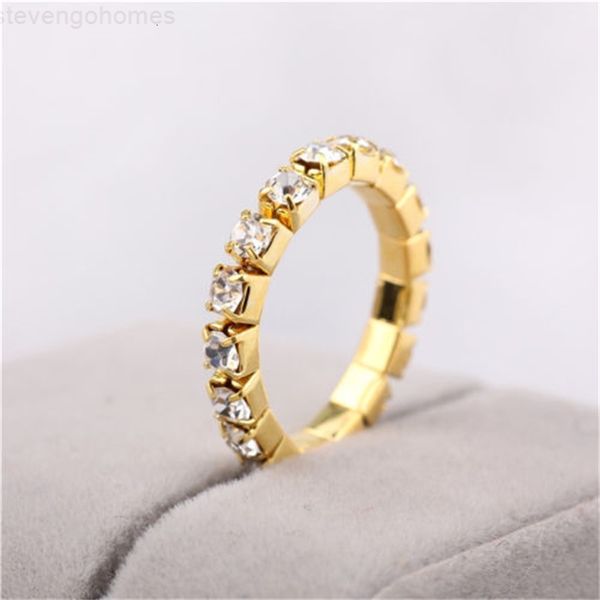 

24factory silver and gold 1 row rhinestone new stainless steel jewelry women's rings