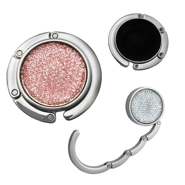 

hooks & rails bag table hook fashion outdoor portable foldable round shiny diamond purse handbag hanger key