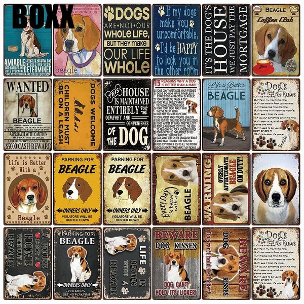 

pet dogs rules warning better life with beagle house metal sign home decor bar wall art painting 20*30 cm size
