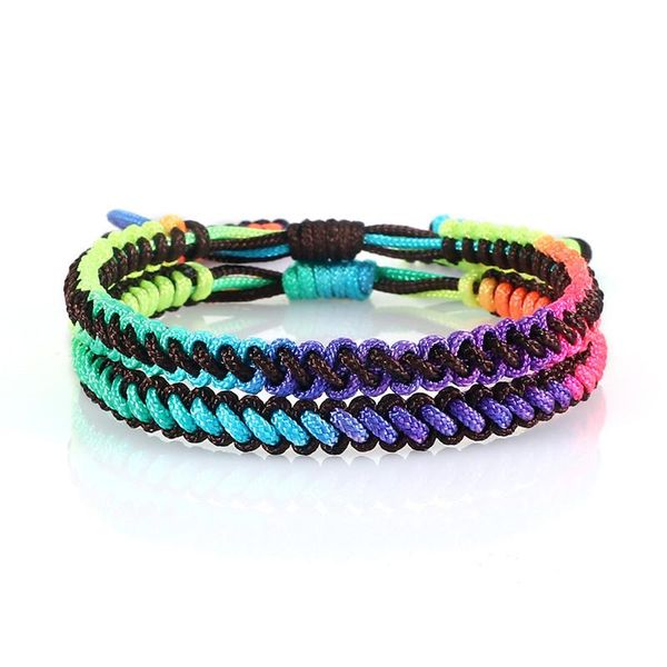 

multicolor adjustable weave bracelets handmade knots lucky rope rainbow bracelet for couples women jewelry the friends gift, Golden;silver