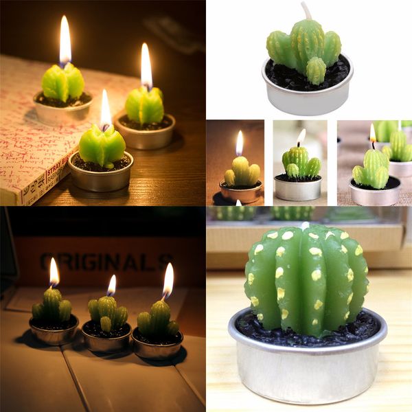 

ornaments simulation crafts home scented candle green creative cactus cute potted plant candles wedding decor