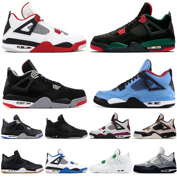 

jumpman 4 4s мужская обувь парусник неоновые фиолетовые металлические баскетбольные кроссовки черный кот карнавал огонь красный дышащий женщ